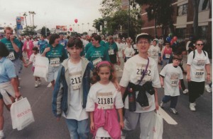 Eric, Emma & Sally in walking in Breast Cancer fundraiser